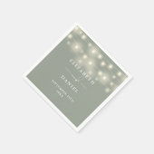 Elegant String Lights Sage Green Wedding Serviette (Ecke)