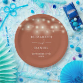 Elegant String Lights Terracotta Wedding Pappteller (Party)