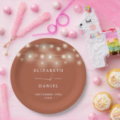 Elegant String Lights Terracotta Wedding Pappteller (Party)