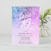 Elegant String Lights Violet Sequins Sweet 16 Einladung (Stehend Vorderseite)