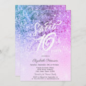 Elegant String Lights Violet Sequins Sweet 16 Einladung (Vorne/Hinten)
