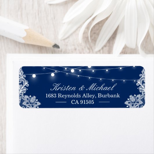 Elegant String Lights White Lace Navy Blue (Insitu)