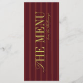 Elegant Stripe Chartreuse Burgundy Wedding Dinner Menükarte (Rückseite)