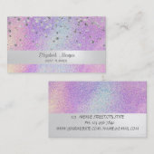 Elegant Stripe Confetti Holographic Visitenkarte (Vorne/Hinten)