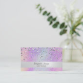 Elegant Stripe Confetti Holographic Visitenkarte (Stehend Vorderseite)