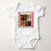 Elegant Stripe modern family Photo merry Christmas Baby Strampler (Vorderseite)