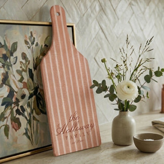 Elegant Stripe Script Typografie Familienname Schneidebrett