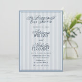 Elegant Striped Blue Wedding Invitation Einladung (Stehend Vorderseite)