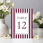Elegant Striped Burgundy Wedding Tischnummer