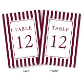 Elegant Striped Burgundy Wedding Tischnummer