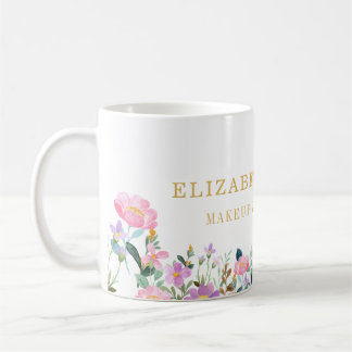 Elegant Striped Floral Beauty Artist Hair and Make Kaffeetasse