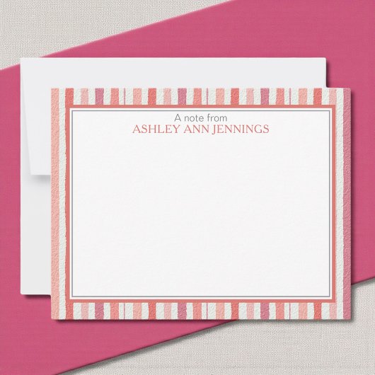 Elegant Striped Pink Personalized Stationery Mitteilungskarte