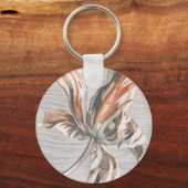 Elegant Striped Tulip Antique Flower Etching Schlüsselanhänger (Rückseite)