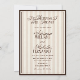 Elegant Striped Vintage Ivory Wedding Einladung