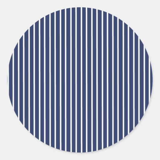 Elegant Stripes White - Navy Blue Runder Aufkleber (Vorderseite)