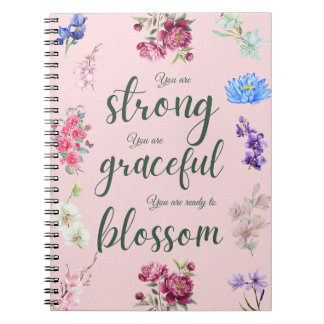 Elegant Strong Graceful Blossom Floral Pink Notizblock