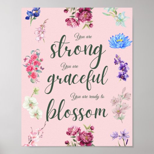 Elegant Strong Graceful Blossom Floral Pink Poster (Vorne)