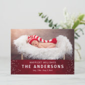 Elegant Styish Red Happy Holidays Weihnachten (Stehend Vorderseite)