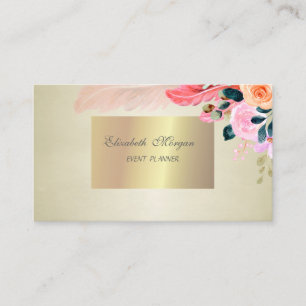 Elegant Stylisch Chic, Blumen Feder Visitenkarte