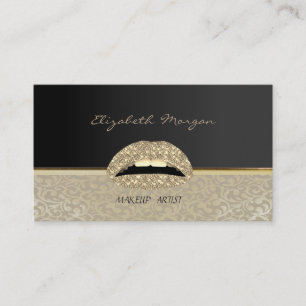Elegant Stylisch Chic,Damask,Schwarz,Lippen Visitenkarte
