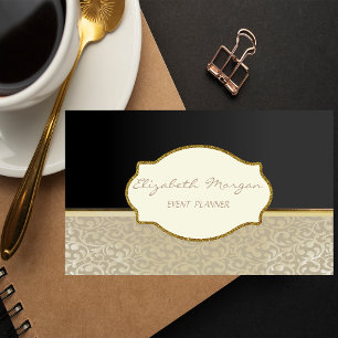 Elegant Stylisch Chic,Damask,Schwarz,Rahmen Visitenkarte