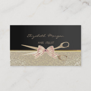 Elegant  Stylisch Chic,Damask,Schwarz,Schere Visitenkarte