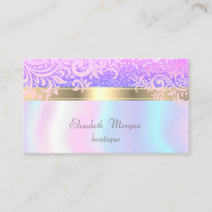 Elegant Stylisch Glitzernd Golden Blumen Holografi Visitenkarte