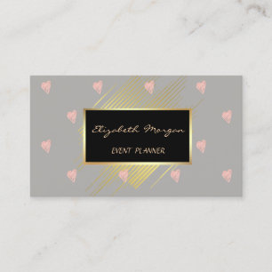 Elegant Stylisch Modern, Faux Gold, Streifen, Herz Visitenkarte