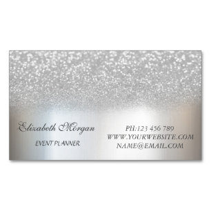 Elegant Stylisch Modern Silber Glitter Magnetische Visitenkarte