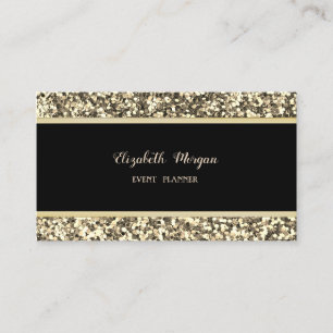 Elegant Stylisch, Schwarz, Gold Glitter Visitenkarte