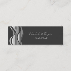 Elegant Stylisch Schwarz-Silber Mini Visitenkarte
