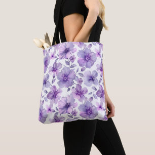 Elegant Stylisch Süß Boho Lila Botanisch Blumig Tasche