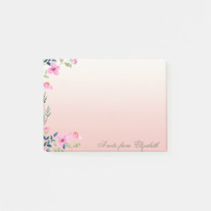 Elegant Stylisch Weiblich , Aquarell Rosa Blumen Post-it Klebezettel