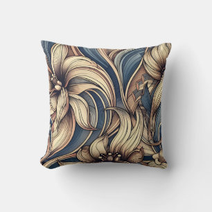 Elegant & Stylischer Art Nouveau Blumen Gold Akzen Kissen