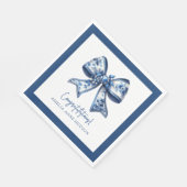 Elegant Stylish Blue Floral Bow Congratulations Serviette (Ecke)