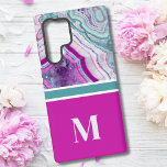 Elegant Stylish Chic Monogram Initial Samsung Galaxy Hülle<br><div class="desc">Die Aquamarine Magenta Fuchsia Stone Monogram Initial Samsung Galaxy S22 Ultra Case. Kristallwaren und Geodaten sind nach wie vor ein beliebter Trend! Dieser Druck zeichnet sich durch ein nahes Bild eines lebendigen, türkisfarbenen und lila (magenta) Geode-Steins aus, komplett mit kleinen Kristallen. Fügen Sie Ihre Initialen hinzu, um es zu Ihrem...</div>