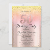 Elegant Stylish Confetti Ombre 50. Geburtstag Einladung (Vorderseite)