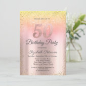 Elegant Stylish Confetti Ombre 50. Geburtstag Einladung (Stehend Vorderseite)