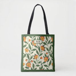 Elegant Stylish Cute Orange Botanical Floral Tote Tasche