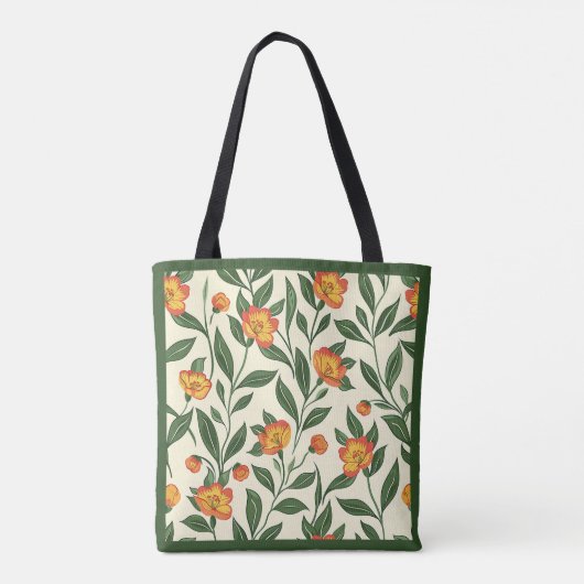 Elegant Stylish Cute Orange Botanical Floral Tote Tasche (Rückseite)
