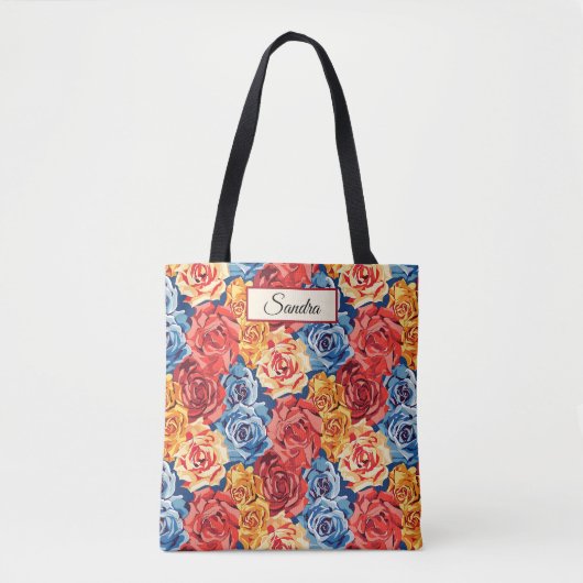 Elegant Stylish Cute Red Floral Roses Template Tasche (Vorderseite)