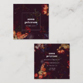 Elegant Stylish Dark Floral Quadratische Visitenkarte (Vorne/Hinten)