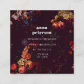 Elegant Stylish Dark Floral Quadratische Visitenkarte (Rückseite)