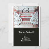 ELEGANT STYLISH DECOR Rotes weißes schwarzes Silbe Einladung (Rückseite)