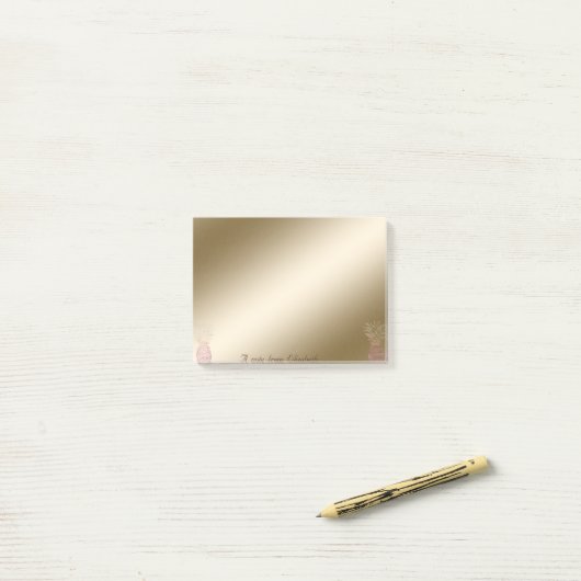 Elegant stylish, Girly, Ananas Post-it Klebezettel (Auf Schreibtisch)