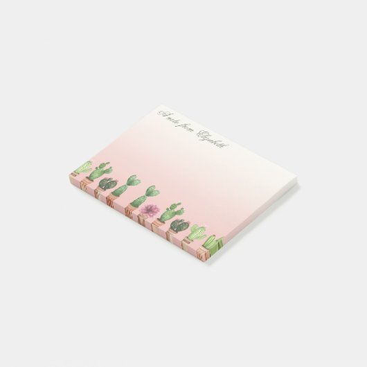 Elegant Stylish Girly Cactus Post-it Klebezettel (angewinkelt)