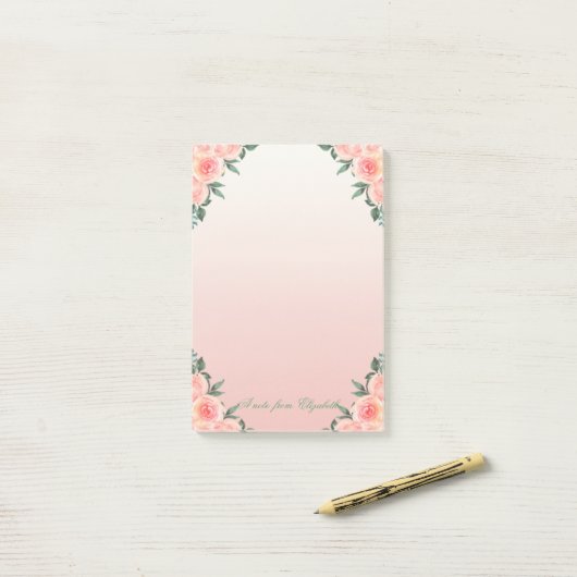 Elegant Stylish Girly , Rose floral Post-it Klebezettel (Auf Schreibtisch)