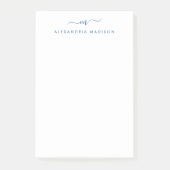 Elegant Stylish Girly Script Navy Blue Monogram Post-it Klebezettel (Vorderseite)