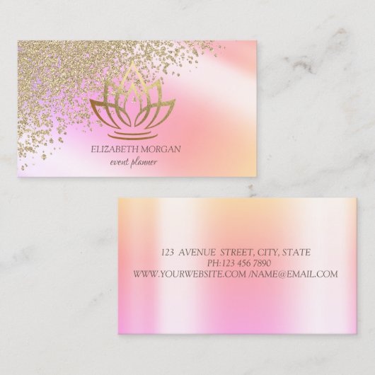 Elegant Stylish Gold Diamonds Lotus Ombre Visitenkarte (Vorne/Hinten)