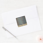 Elegant Stylish Gold Stripes Glitter,Navy Blue Quadratischer Aufkleber (Umschlag)